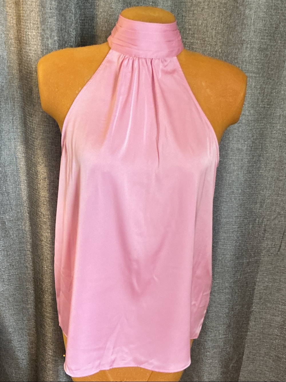 Joie Pink Satin High-Neck Halter Camisole